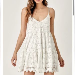 I Just Have To Have It: Mustard Seed White Mini Lace Dress Size: Large